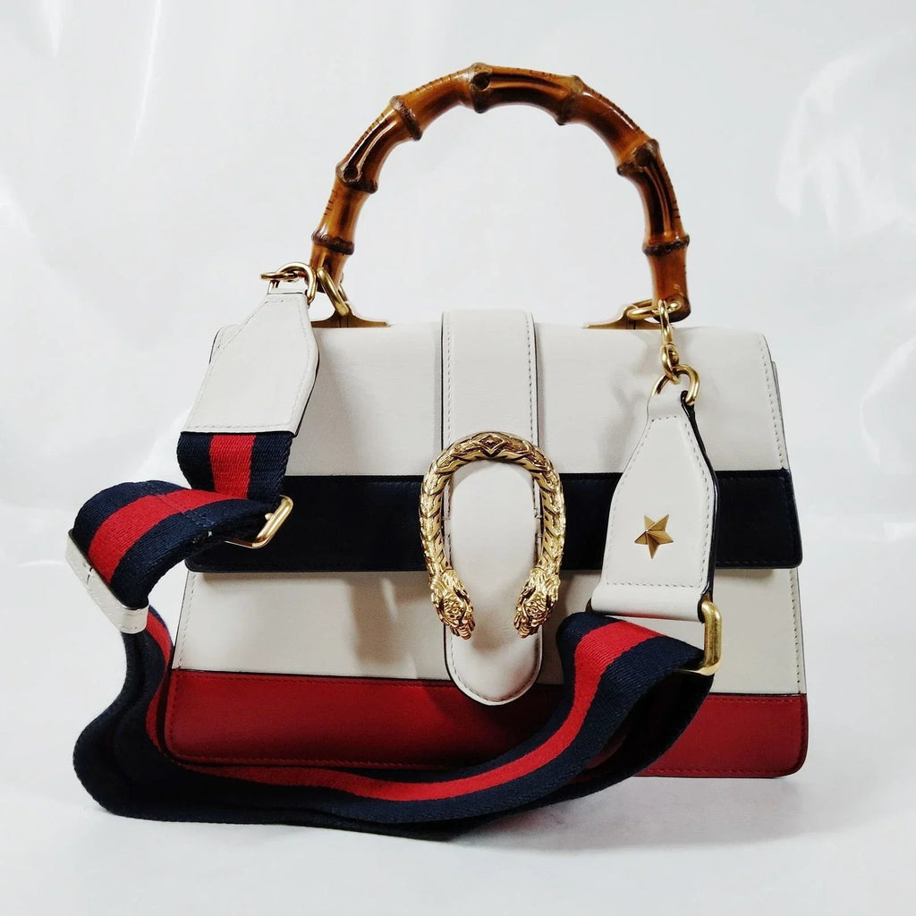 Gucci Hand Bag Bamboo White Leather 454813